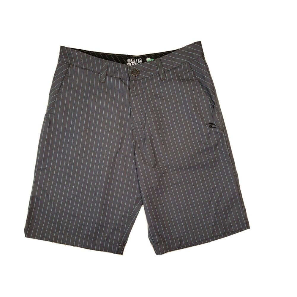 Rip Curl Mens 32 Walking Shorts Grey/Blue Pinstriped Black Gray 21.5" Length